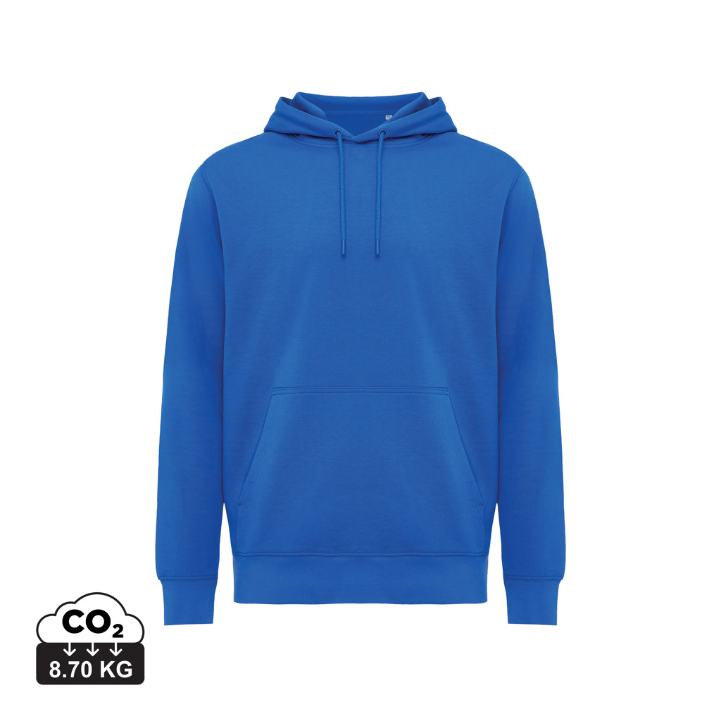 Sweat à capuche unisexe promotionnel coton bio Rila Iqoniq Bleu royal
